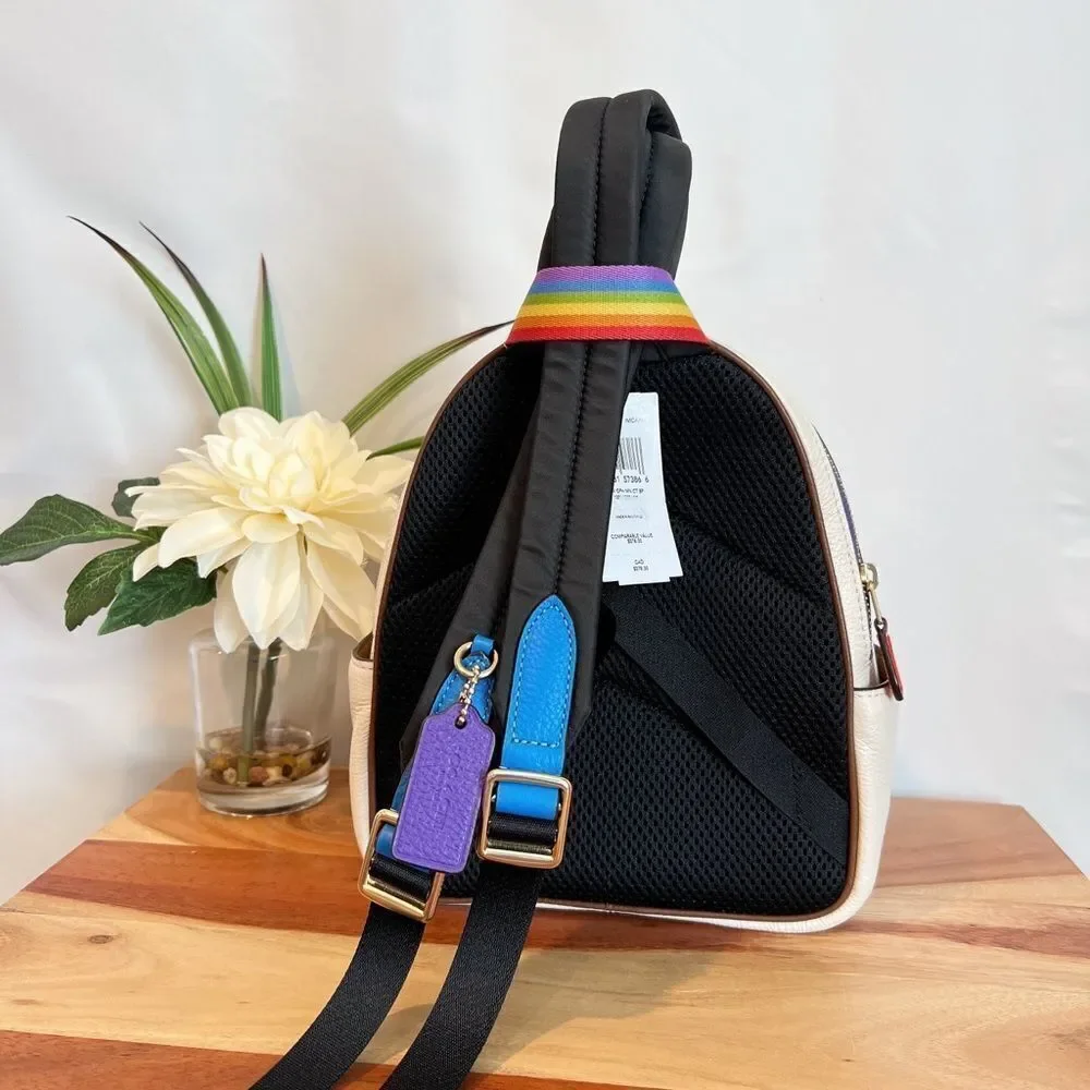 NWT Coach Mini‎ Court Backpack With Rainbow Coach - Picture 4 of 7